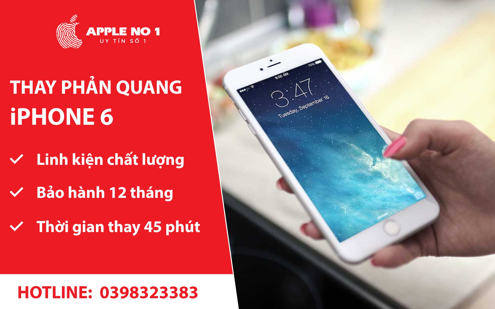 dich vu thay phan quang iphone 6 chat luong, chuyen nghiep tai Apple No.1