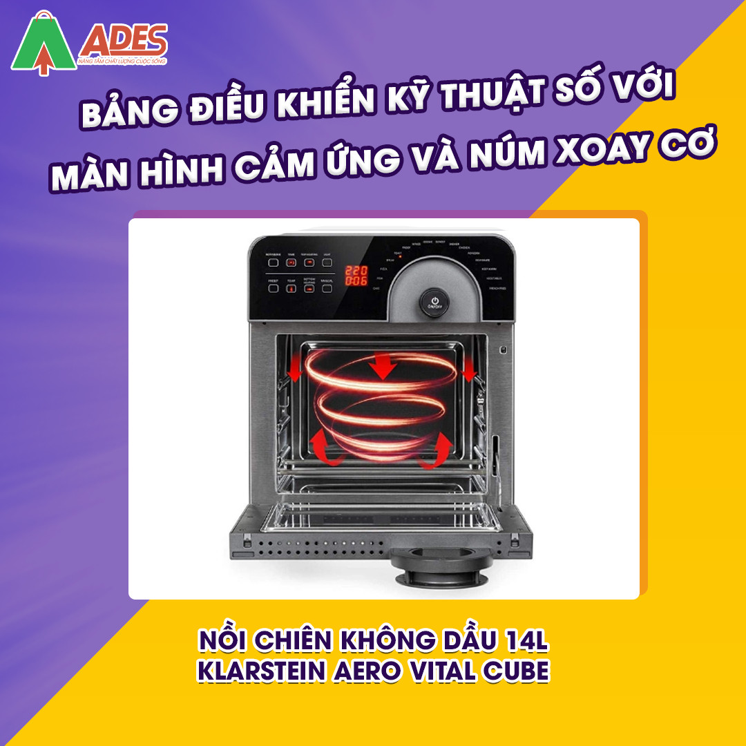 Noi chien khong dau Klarstein Aero Vital Cube 14L - Ban co