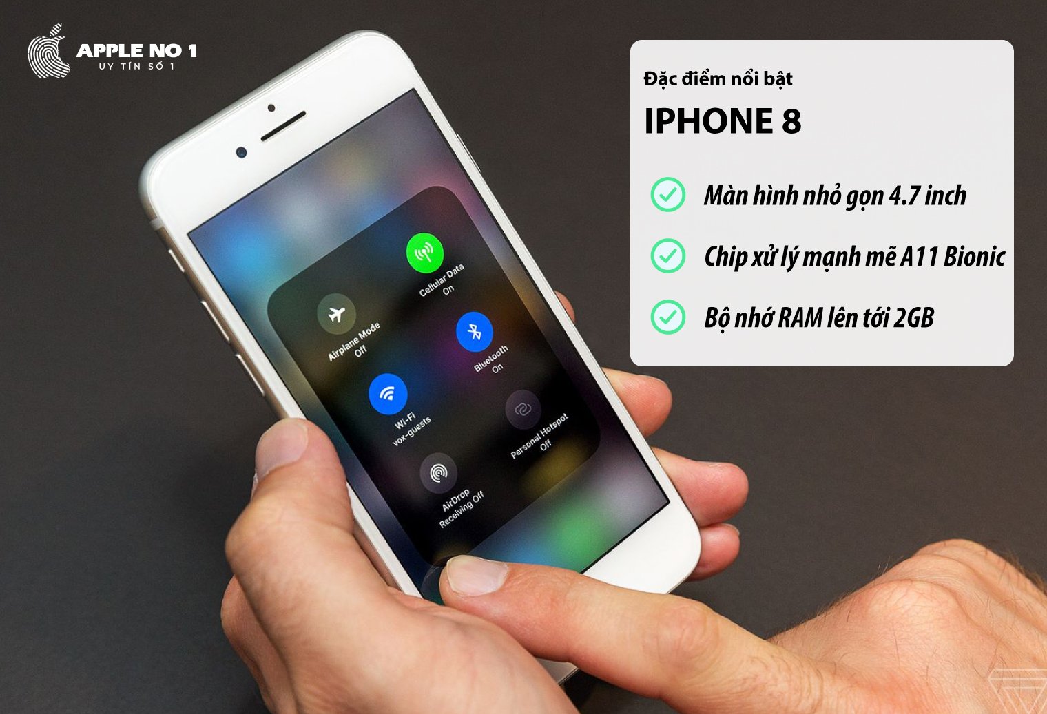 dien thoai iphone 8 voi man hinh retina HD 4.7 inch va chip xu ly apple a11 bionic